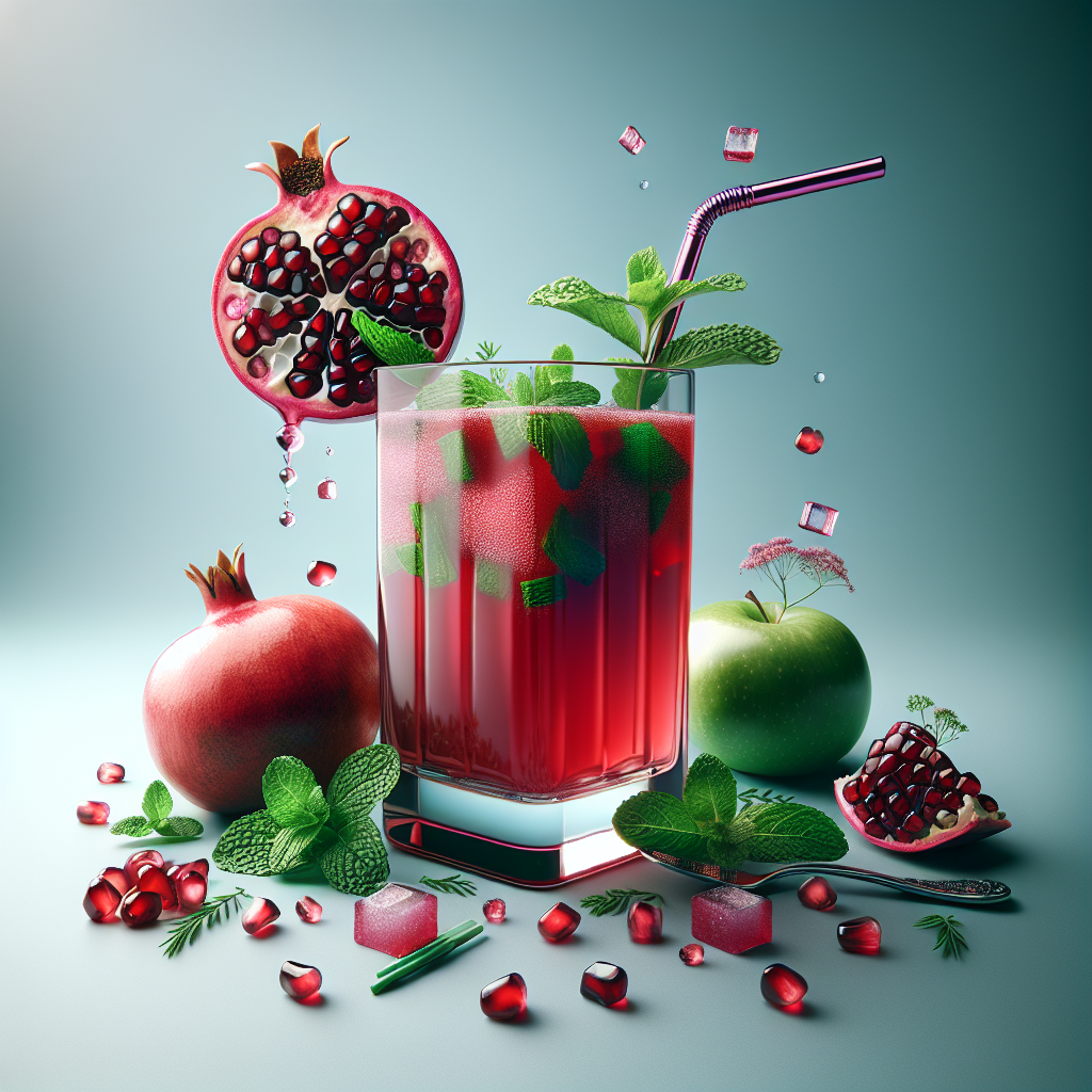 Glass of Pomegranate Juice with Mint Spark