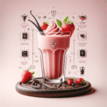 Strawberry Smoothie with Vanilla Beans in a tall glass