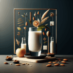 Glass of Avil Milk with Almond Crunch garnish almonds and mint