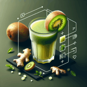 Glass of Kiwi Juice with Ginger Frost topped with mint