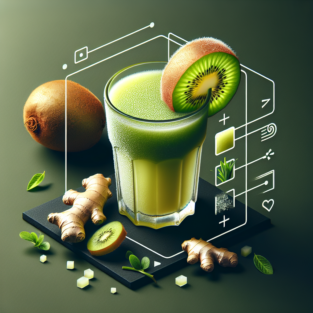 Glass of Kiwi Juice with Ginger Frost topped with mint