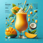 Refreshing Mango Smoothie with Coconut Cream topped with mint